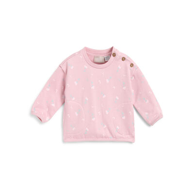 Girls Medium Pink Floral Printed Sweatshirt